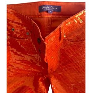 RALPH LAUREN Runway Spring 19 Purple Label Sequin Orange Jeans/Denim